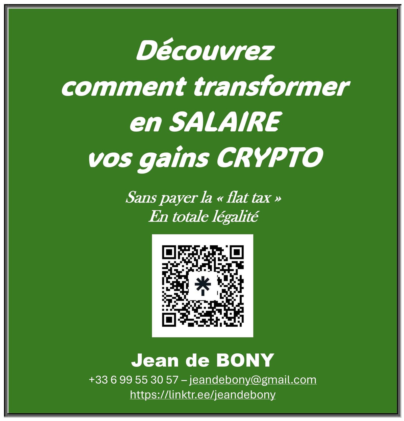 Jean De BONY - Vous avez des gains CRYPTO et vous souhaitez les...